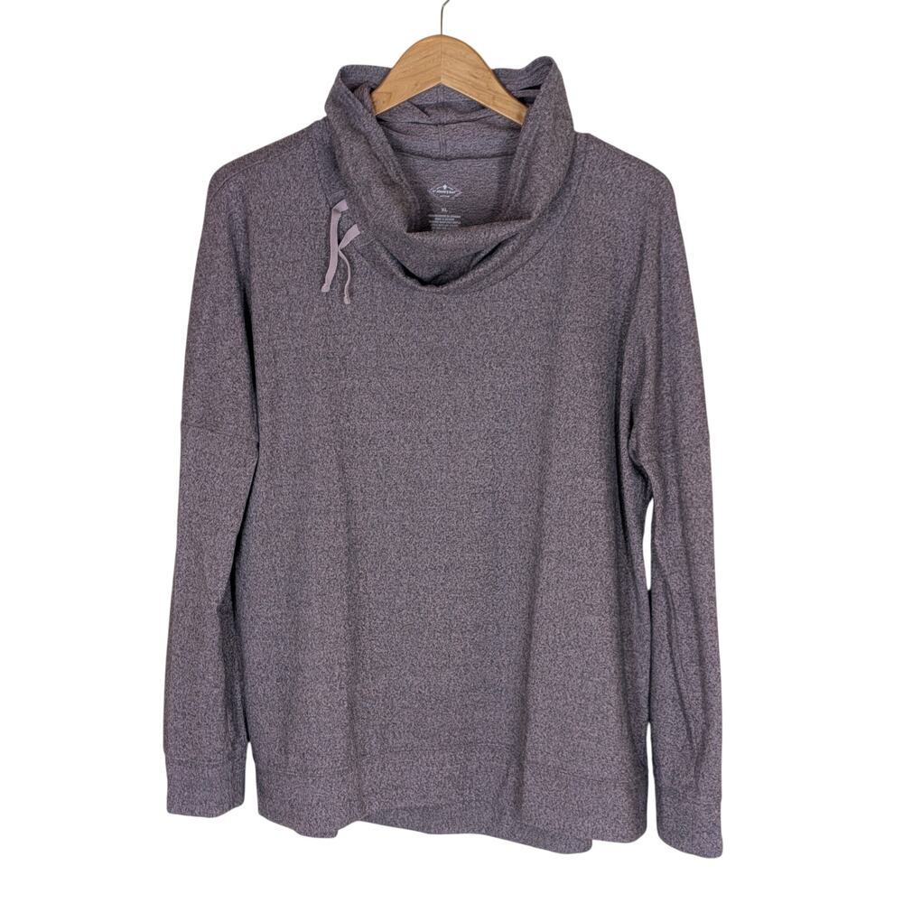 St. John's Bay XL Active Heather Purple Cowl Neck Top Long Sleeve Athleisure